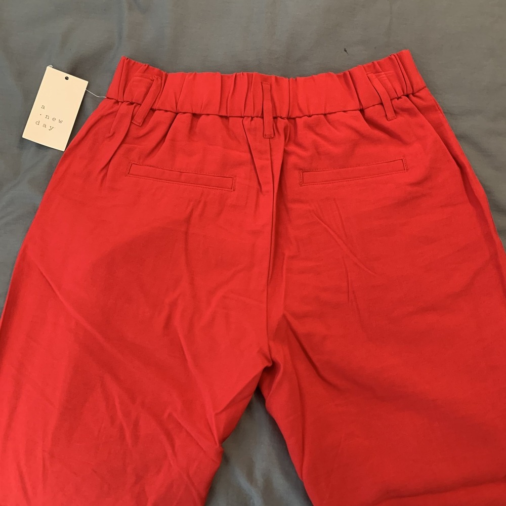 A New Day Pants Womens 4 Red Wide Leg Pleated Front High Rise Office Career - Picture 10 of 12